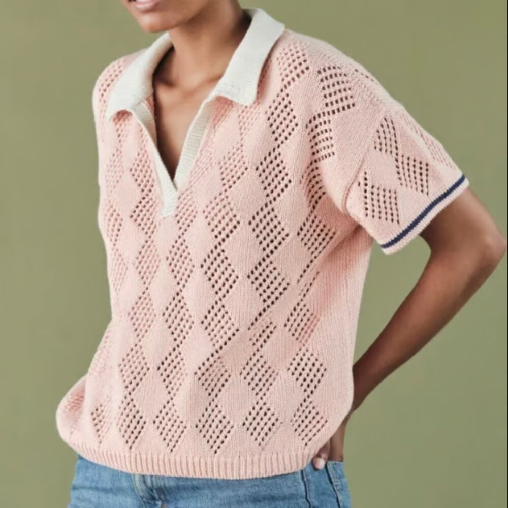 The Endery open weave polo shirt sweater - deadstock cotton woven in Peru